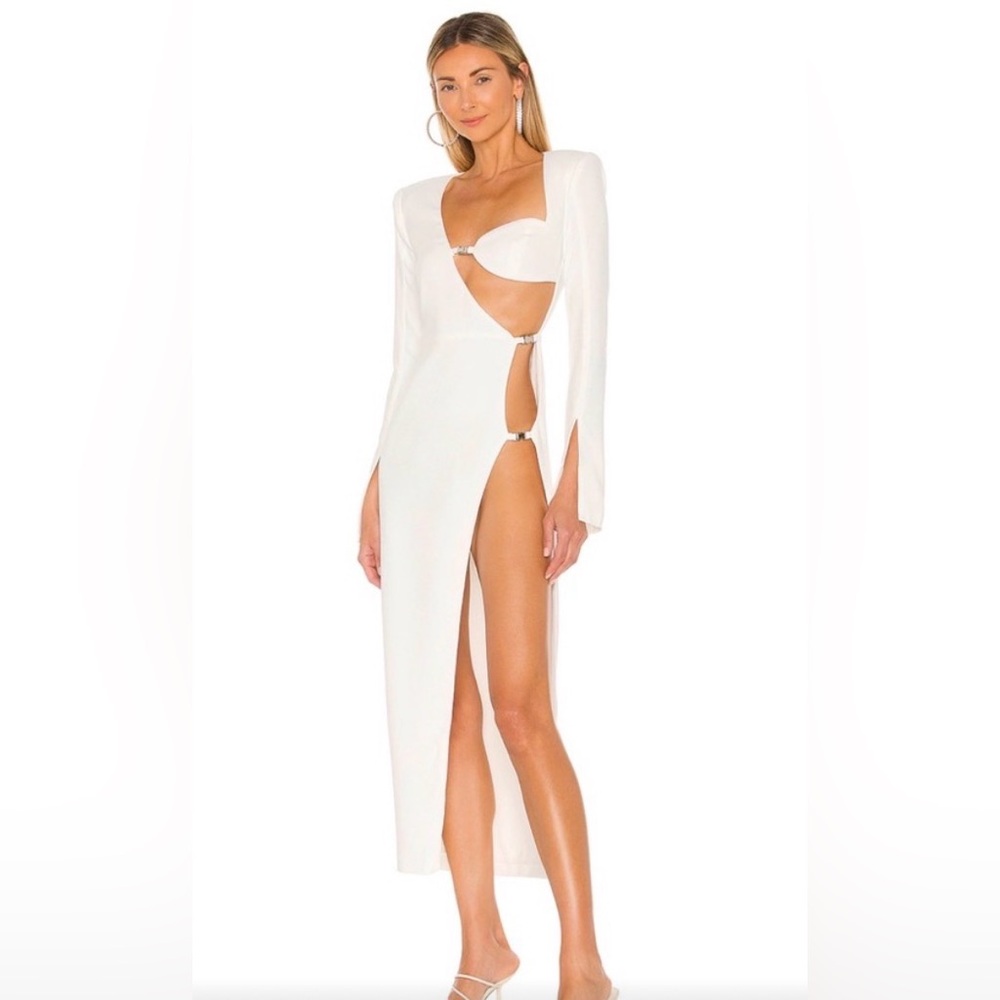REVOLVE NBD Senna Maxi Midi Dress White/Ivory Dress with Cut-Out Design XS